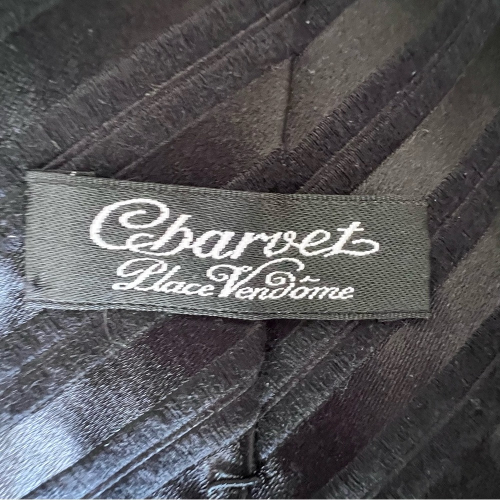 Charvet Place Vendome Men's Tie 100% Silk, Made in France Classic Black Stripe